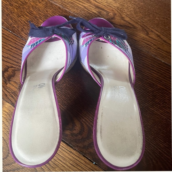 Ferragamo Andromaki Fabric & Leather Heel Sz 10 - Picture 11 of 14